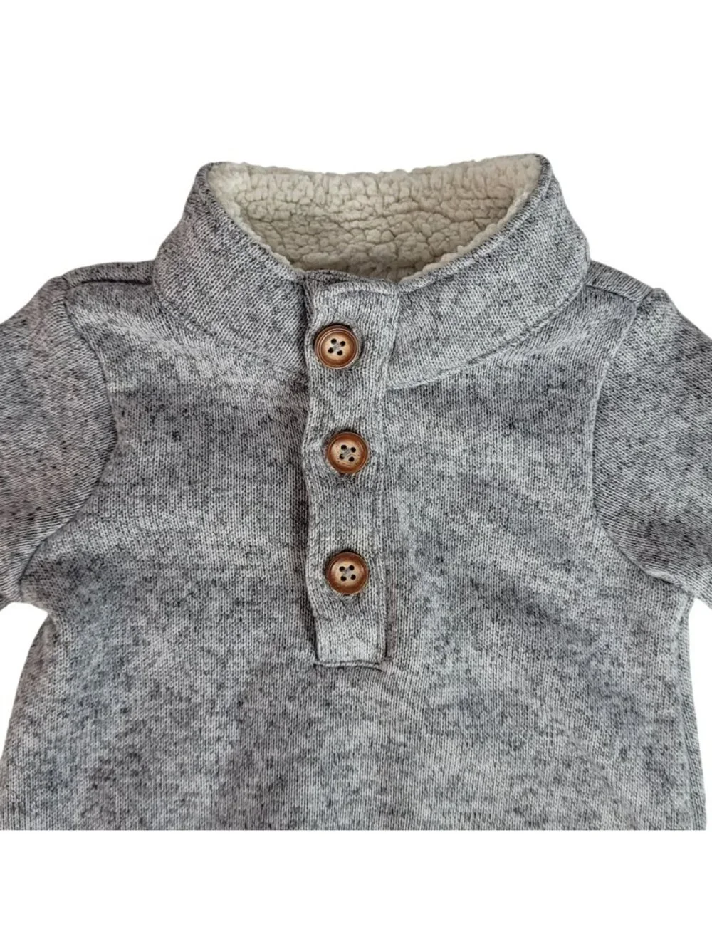 Carter's Just One You Fleece Lined One Piece Gray 3M Snaps Long Sleeve Sweater